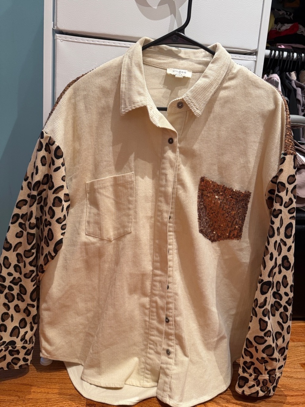 Umgee Cream Ribbed Corduroy Top